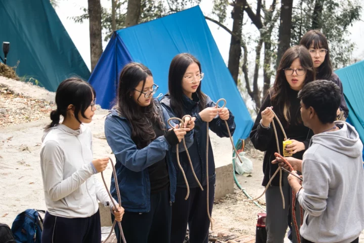 Rope Knot class for student at Adventure Zone Sikkim