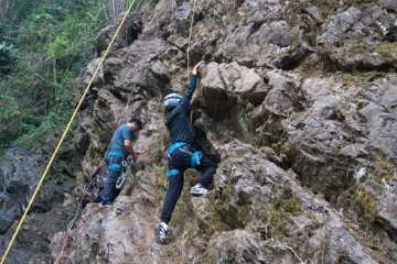 Students from Taktse International School, Sikkim doing rock climbing course in Gangtok with Adventure Zone Sikkim