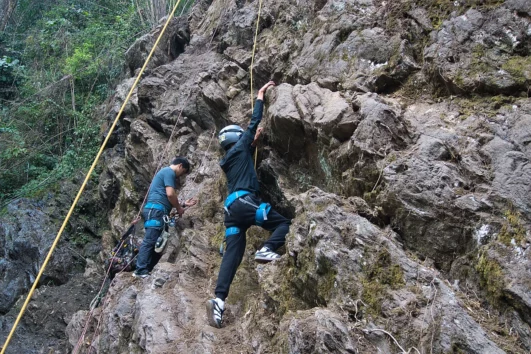 Students from Taktse International School, Sikkim doing rock climbing course in Gangtok with Adventure Zone Sikkim