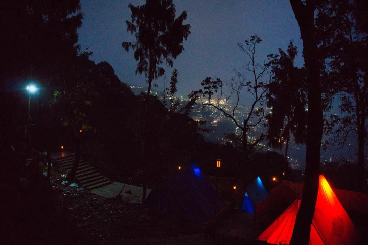 nightscape of vibrant gangtok city from Gangtok View Camping