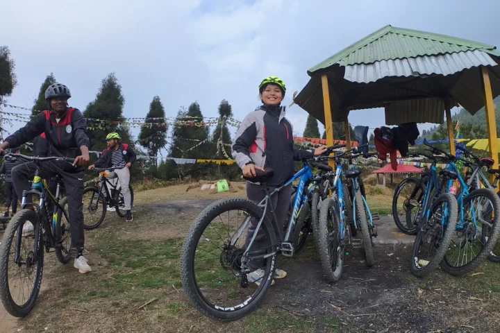 the smile on the face of our client after the mountain biking introductory course in Gangtok Sikkim with Adventure Zone Sikkim